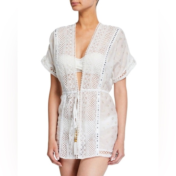 Ramy Brook Nico Dress Swim Cover-Up Tunic Dress Tassels Sz M/L